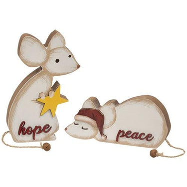 2 Set Hope & Peace Chunky Mouse Sitters - The Fox Decor